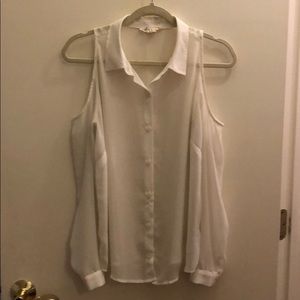 Medium cold shoulder sheer button down